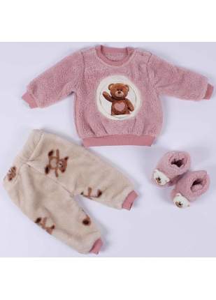 Baby Girl Pink Bear Welsoft Booties Set of 3